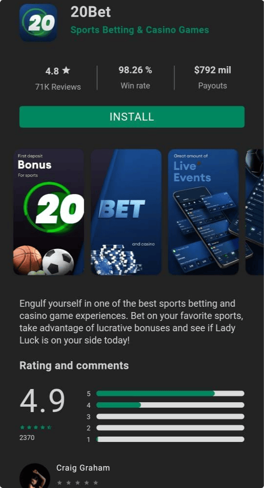 20Bet Mobile apps